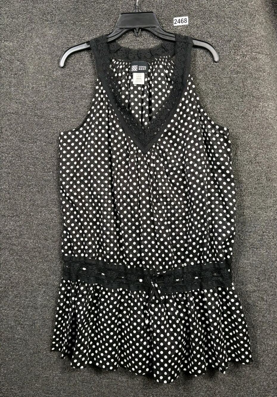 Coco Reef Swimsuit Coverup Dress Womens Size L Black White Polka Dot Sleeveless - Picture 1 of 7